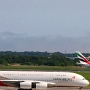 Asiana Airlines - Airbus A380-841 - HL7635<br />Emirates - Airbus A380-861 - A6-EEQ "United for Wildlife" special colours<br />JFK - Poolarea TWA Hotel - 17.8.2019 - 2:33 PM