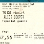 Alice Cooper - 16.7.2005<br />In der Wuppertaler Uni Halle. Tolles Konzert, der Meister war stimmlich voll auf der Höhe, die Band erstklassig, was will man mehr....<br />Vorgruppe: Evidence One, Rock aus Süddeutschland.<br /><br />https://www.rocktimes.info/Archiv/gesamt/c/alice_cooper/wuppertal160705.html